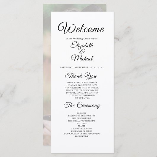 Modernes Hochzeitsprogramm Programm (Vorne/Hinten)