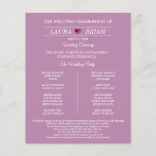 Modernes Hochzeitsprogramm - Single-Side