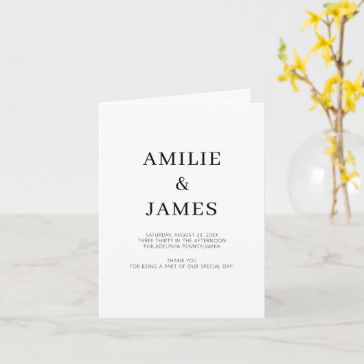 Modernes Hochzeitsprogramm Timeline Minimale Zerem Karte (Gelbe Blume)