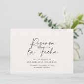 Modernes Hochzeitsreserva la Fecha Creme Black Ret Save The Date (Stehend Vorderseite)