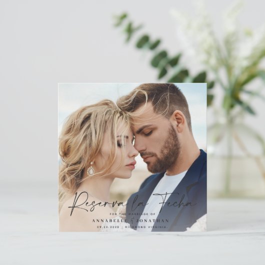 Modernes Hochzeitsreserva la Fecha Creme Black Ret Save The Date (Stehend Vorderseite)