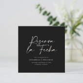 Modernes Hochzeitsreserva la Fecha Creme Black Ret Save The Date (Stehend Vorderseite)