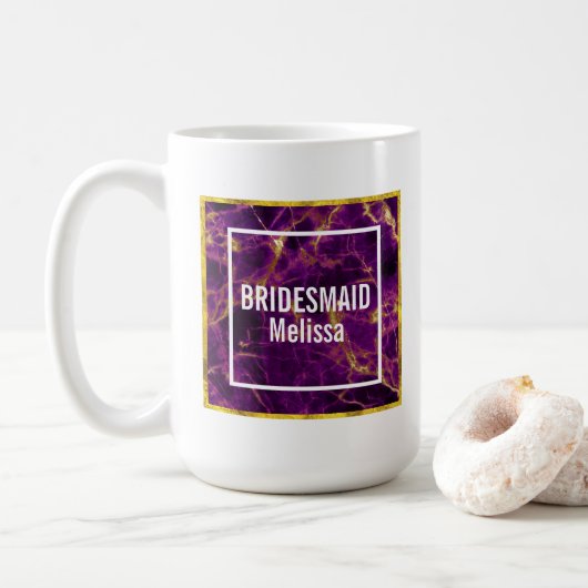 Modernes Hochzeitssemble aus Lila und goldenem Abs Kaffeetasse (Mit Donut)