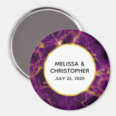 Modernes Hochzeitssemble aus Lila und goldenem Abs Magnet (Vorderseite/Rückseite)