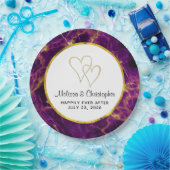 Modernes Hochzeitssemble aus Lila und goldenem Abs Pappteller (Party)