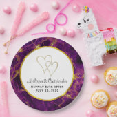 Modernes Hochzeitssemble aus Lila und goldenem Abs Pappteller (Party)