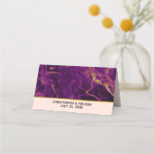 Modernes Hochzeitssemble aus Lila und goldenem Abs Platzkarte (Rückseite)