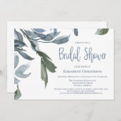 Modernes Hochzeitssemble Brautparty Blauer Flur Einladung (Vorne/Hinten)
