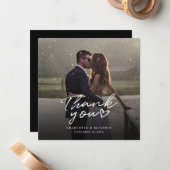 Modernes Hochzeitssemble Foto Elegante Vielen Dank Mitteilungskarte (Vorderseite/Rückseite Beispiel)