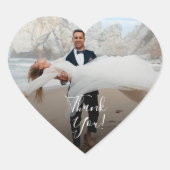Modernes Hochzeitssemble - Foto Vielen Dank Herz-Aufkleber (Vorderseite)