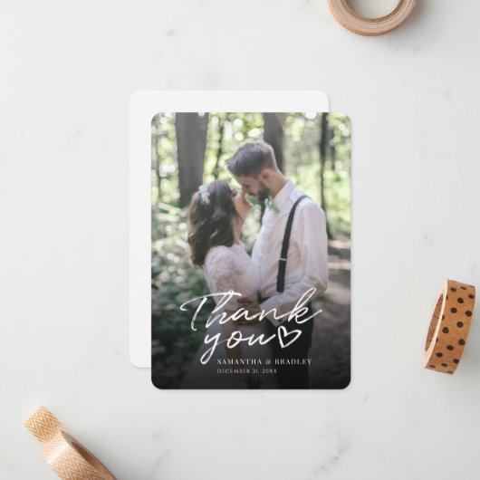 Modernes Hochzeitssemble - Foto Vielen Dank Mitteilungskarte (Vorderseite/Rückseite Beispiel)