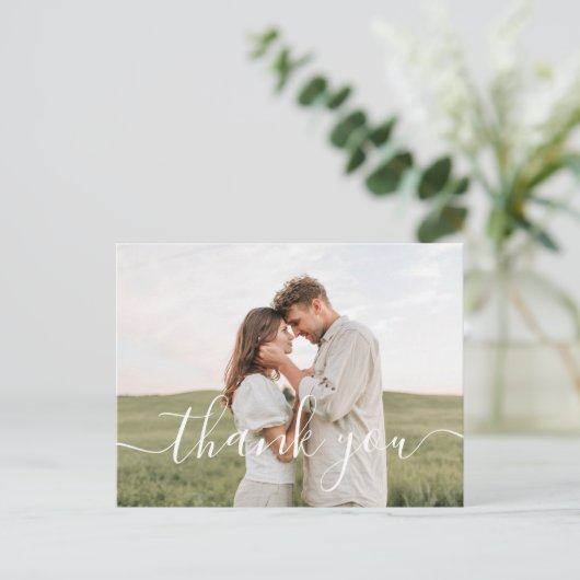 Modernes Hochzeitssemble - Foto Vielen Dank Postkarte (Stehend Vorderseite)