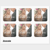 Modernes Hochzeitssemble - Foto Vielen Dank Quadratischer Aufkleber (Blatt)