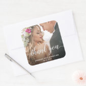 Modernes Hochzeitssemble - Foto Vielen Dank Quadratischer Aufkleber (Umschlag)