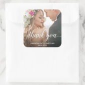 Modernes Hochzeitssemble - Foto Vielen Dank Quadratischer Aufkleber (Tasche)