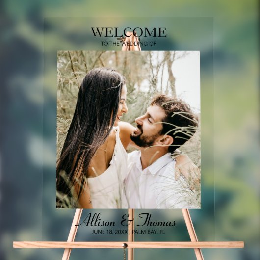 Modernes Hochzeitssemble - Foto willkommen Acrylschild (Neutral)