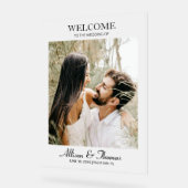 Modernes Hochzeitssemble Foto Willkommen in White Acrylschild (Winkel)