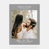 Modernes Hochzeitssemble - Foto Willkommen Schwarz Acrylschild (Vorderseite)