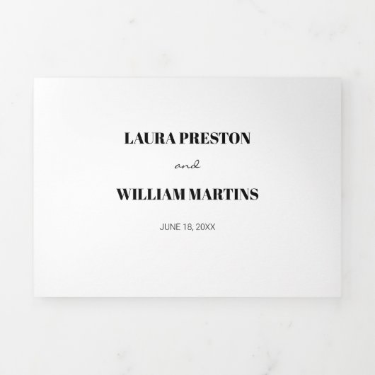 Modernes Hochzeitssemble mit UAWG und Details Dreifach Gefaltete Einladung (Cover)