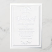 Modernes Hochzeitssilber Leaf Elegante Grenze Folieneinladung (Vorderseite)