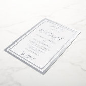 Modernes Hochzeitssilber Leaf Elegante Grenze Folieneinladung (Gedreht)