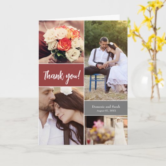 Modernes Hochzeitsskript-Foto verbrannt Karte (Gelbe Blume)