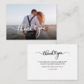 Modernes Hochzeitsskript Foto Vielen Dank Mitteilungskarte (Vorne/Hinten)