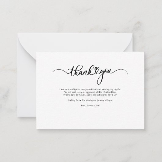 Modernes Hochzeitsskript Foto Vielen Dank Mitteilungskarte (Rückseite)