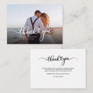 Modernes Hochzeitsskript Foto Vielen Dank Mitteilungskarte