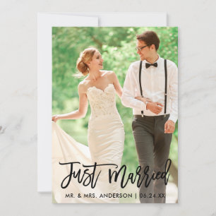 Modernes Hochzeitsskript für das Foto "Nur verheir Ankündigung