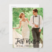 Modernes Hochzeitsskript für das Foto "Nur verheir Postkarte (Vorne/Hinten)