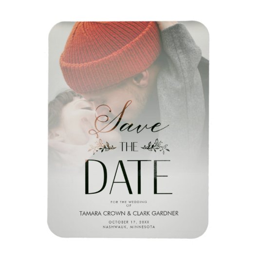 Modernes Hochzeitsskript für Luxus-Foto Magnet (Vertikal)