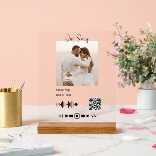 Modernes Hochzeitssong Foto QR Code Erster Tanzens Acrylschild (Hochzeit)