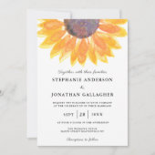 Modernes Hochzeitsstich für Sonnenblumen Einladung (Vorderseite)