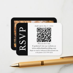 Modernes Hochzeitsstichtal QR UAWG Schwarz und Wei Begleitkarte