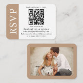 Modernes Hochzeitsstichtal QR UAWG Taupe und White Begleitkarte (Vorne/Hinten)