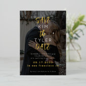 Modernes Hochzeitsstichtum für Foto aus schwarzem Folieneinladung (Stehend vorne)