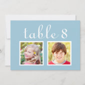 Modernes Hochzeitsstift Foto Light Blue Tischnumme Einladung (Vorderseite)