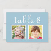 Modernes Hochzeitsstift Foto Light Blue Tischnumme Einladung (Rückseite)