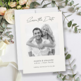 Modernes Hochzeitsstift-Foto Schwarz-weiß Save The Date