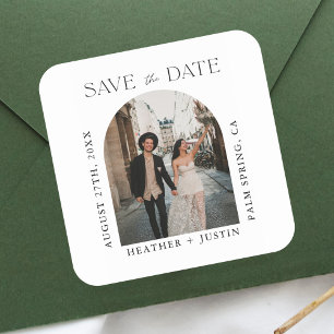 Modernes Hochzeitsstil Save the Date Quadratischer Aufkleber