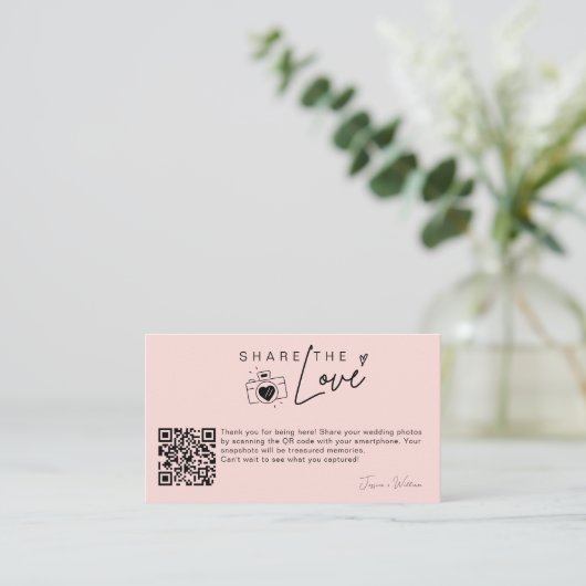 Modernes Hochzeitsstipendium Foto Liebe Qr Code te Begleitkarte (Stehend Vorderseite)