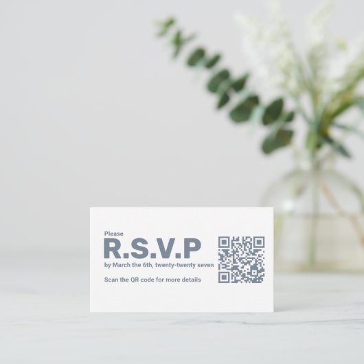 Modernes Hochzeitsstipendium für UAWG QR in Blau u Begleitkarte (Stehend Vorderseite)