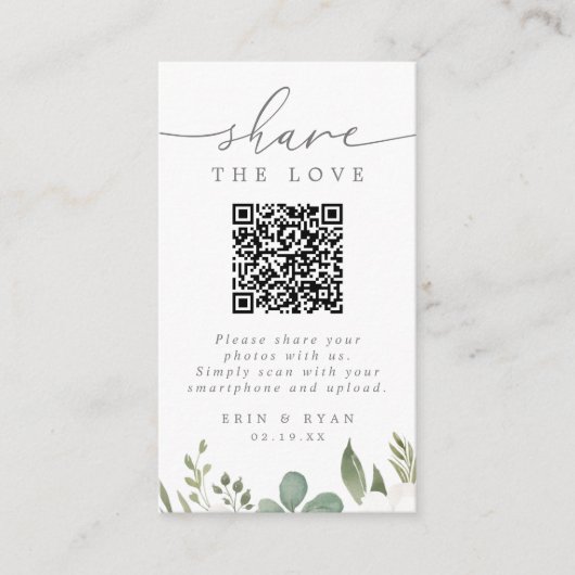 Modernes Hochzeitsstipendium mit QR-Code und Foto Begleitkarte (Vorderseite)