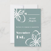 Modernes Hochzeitsszenario mit Blume RSVP Karte (Rückseite)