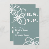 Modernes Hochzeitsszenario mit Blume RSVP Karte (Vorne/Hinten)