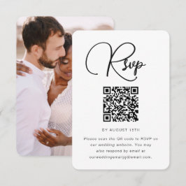 Modernes Hochzeitsszenario mit QR-Code und Foto RSVP Karte