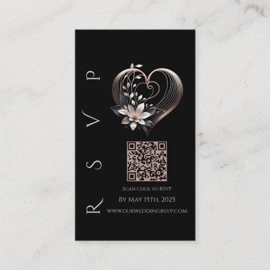 Modernes Hochzeitsszenario RSVP QR Code-Pink Herz Visitenkarte (Vorderseite)