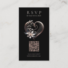 Modernes Hochzeitsszenario RSVP QR Code-Pink Herz  Visitenkarte