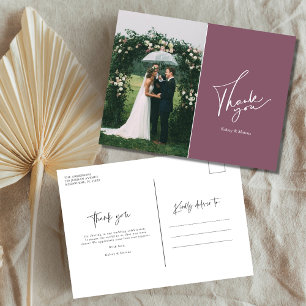 Modernes Hochzeitstag Foto Vielen Dank ROSE Postkarte